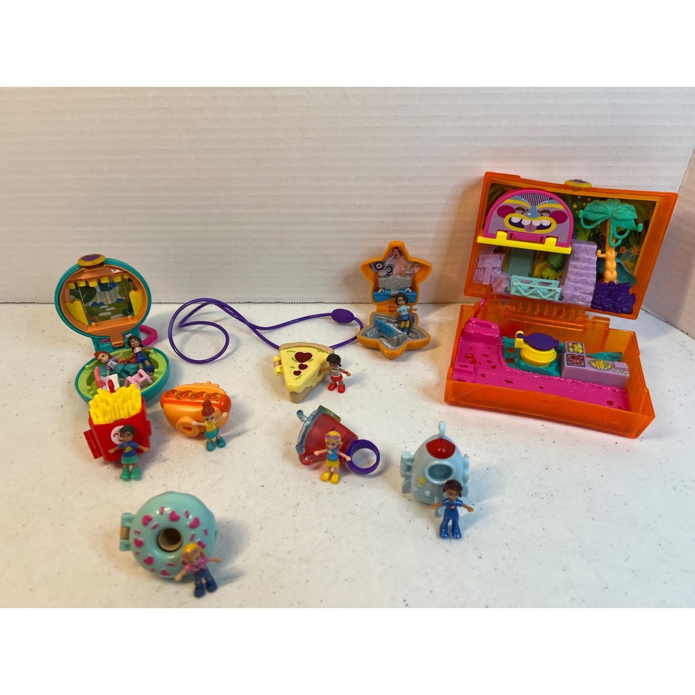 Polly Pocket Tiny Takeaways Tiny Worlds Lot Food Themes Tropical Case Dolls